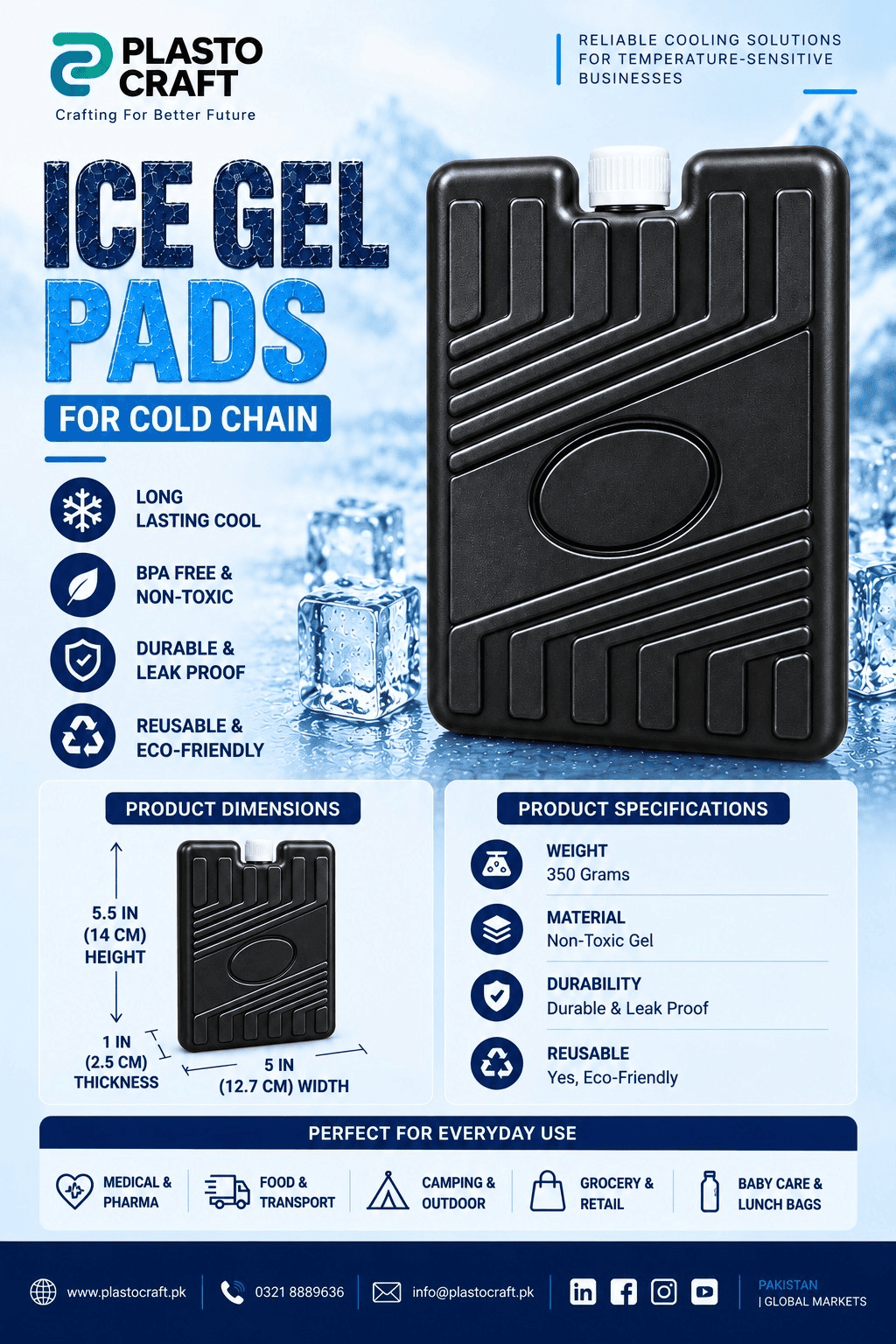 Reusable Ice Gel Pad for Cold Chain – 350 g - Image 2